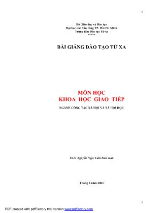Bài giảng Khoa học giao tiếp - Nguyễn Ngọc Lâm