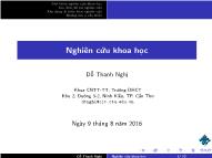 Bài giảng Nghiên cứu khoa học - Giới thiệu nghiên cứu khoa học - Đỗ Thanh Nghị