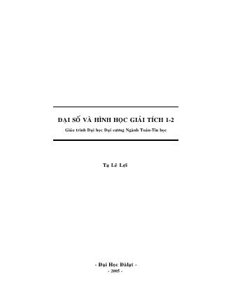 Giáo trình Đại số và Hình học giải tích 1-2