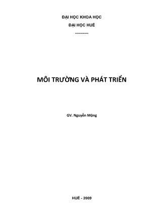 Giáo trình Môi trường và phát triển - Nguyễn Mộng (Phần 1)