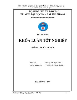 Khóa luận Tìm hiểu tài nguyên du lịch quận Hải An – Hải phòng phục vụ khai thác phát triển du lịch