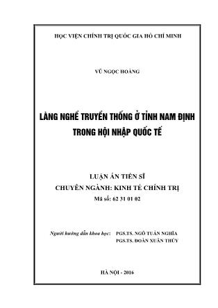 Luận án Làng nghề truyền thống ở tỉnh Nam Định trong hội nhập quốc tế