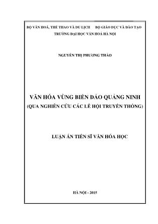 Luận án Văn hóa vùng biển đảo Quảng Ninh (qua nghiên cứu các lễ hội truyền thống)