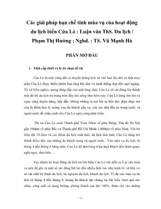 Luận văn Các giải pháp hạn chế tính mùa vụ của hoạt động du lịch biển Cửa Lò