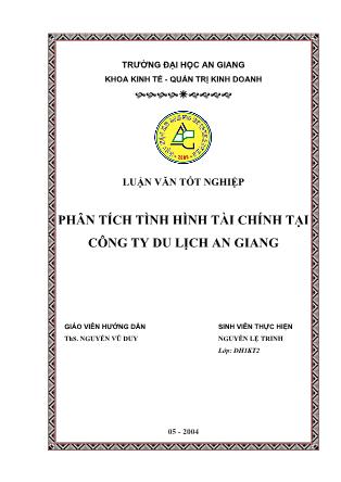 Luận văn Phân tích tình hình tài chính tại Công Ty Du Lịch An Giang