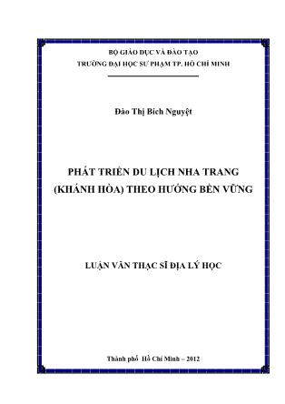 Luận văn Phát triển du lịch Nha Trang theo hướng bền vững