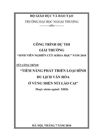 Tiềm năng phát triển loại hình du lịch văn hóa ở vùng miền núi Lào Cai