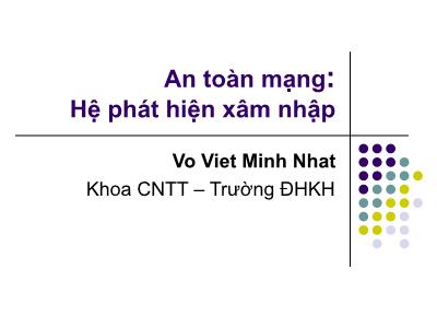 Bài giảng An toàn mạng - Hệ phát hiện xâm nhập