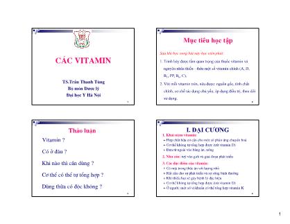 Bài giảng Các vitamin - Trần Thanh Tùng