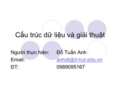 Bài giảng Cấu trúc dữ liệu và giải thuật - Chương 2: Giải thuật đệ quy - Đỗ Tuấn Anh