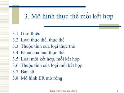 Bài giảng Cơ sở dữ liệu - Bài 3: Mô hình thực thể mối kết hợp