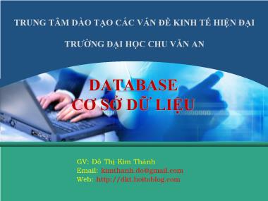 Bài giảng Cơ sở dữ liệu - Đỗ Thị Kim Thanh