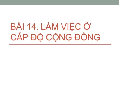 Bài giảng Công tác xã hội với người khuyết tật - Bài 14: Làm việc ở cấp độ cộng đồng