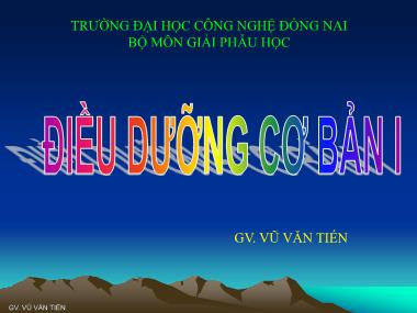 Bài giảng Điều dưỡng cơ bản - Lịch sử điều dưỡng - Vũ Văn Tiến