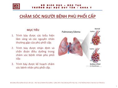 Bài giảng Điều dưỡng hồi sức cấp cứu - Chăm sóc người bệnh phù phổi cấp