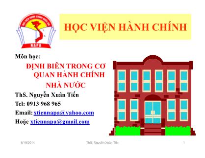 Bài giảng Định biên trong cơ quan hành chính nhà nước - Nguyễn Xuân Tiến
