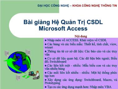 Bài giảng Hệ quản trị cơ sở dữ liệu (Microsoft Access)