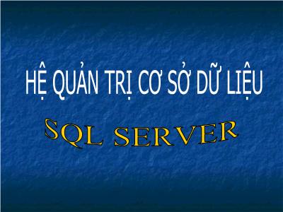 Bài giảng Hệ quản trị cơ sở dữ liệu (SQL Server)