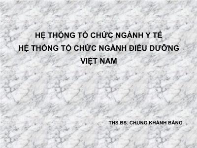 Bài giảng Hệ thống tổ chức ngành Y tế hện thống tổ chức ngành điều dưỡng Việt Nam - Chung Khánh Bằng