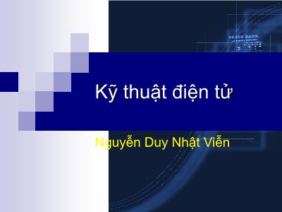 Bài giảng Kĩ thuật điện tử - Chương 3: BJT và ứng dụng