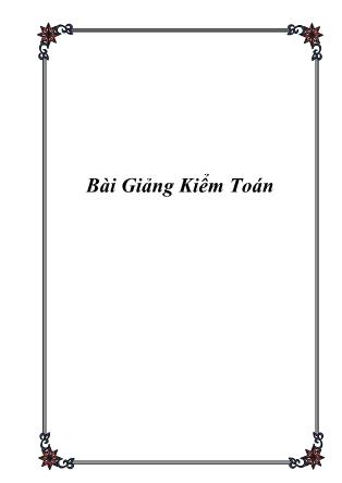 Bài giảng kiểm toán