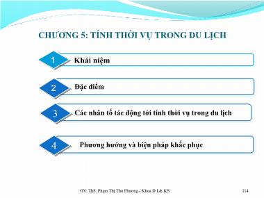 Bài giảng Kinh tế du lịch - Chương 5: Tính thời vụ trong du lịch - Phạm Thị Thu Phương
