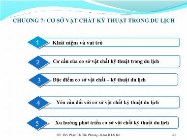 Bài giảng Kinh tế du lịch - Chương 7: Cơ sở vật chất kỹ thuật trong di lịch - Phạm Thị Thu Phương