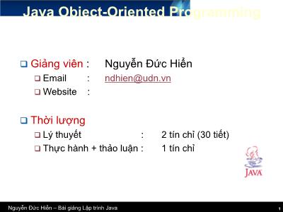 Bài giảng Lập trình Java - Chương 38: Lập trình cơ sở dữ liệu JDBC - Nguyễn Đức Hiển