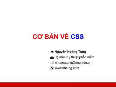 Bài giảng Lập trình web - Cơ bản về CSS - Nguyễn Hoàng Tùng