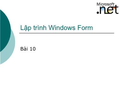 Bài giảng Lập trình Windows Form