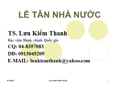 Bài giảng Lễ tân nhà nước - Chương 1: Tổng quan về lễ tân nhà nước