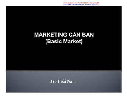 Bài giảng Maketing căn bản - Đào Hoài Nam