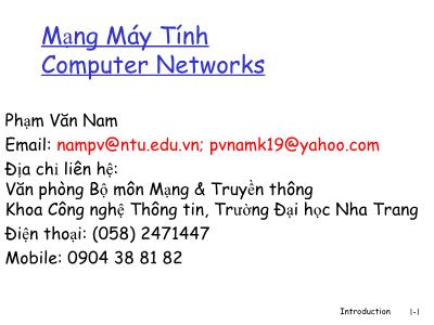 Bài giảng Mạng máy tính - Chương 1: Các khái niệm cơ bản về mạng máy tính và mạng Internet