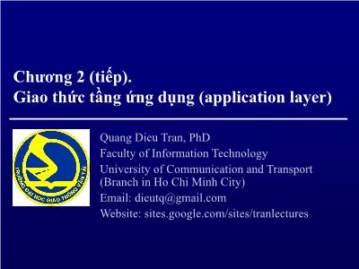 Bài giảng Mạng máy tính - Chương 2 (Phần 2): Giao thức tầng ứng dụng (Application layer)