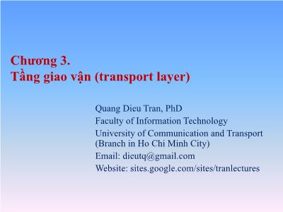 Bài giảng Mạng máy tính - Chương 3: Tầng giao vận (Transport layer)