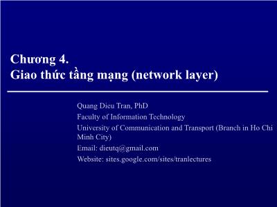 Bài giảng Mạng máy tính - Chương 4: Giao thức tầng mạng (Network layer)