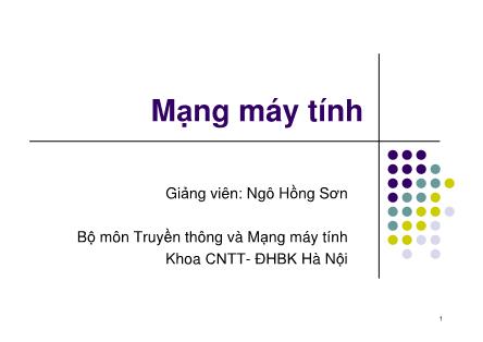 Bài giảng Mạng máy tính - Ngô Hồng Sơn