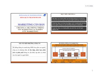 Bài giảng Marketing căn bản - Chương 4: Hệ thống thông tin marketing và nghiên cứu marketing