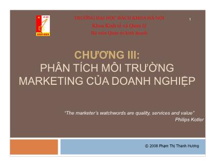 Bài giảng Marketing căn bản - Chương III: Phân tích môi trường marketing của doanh nghiệp