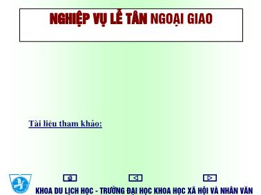 Bài giảng Nghiệp vụ lễ tân (Phần 4)