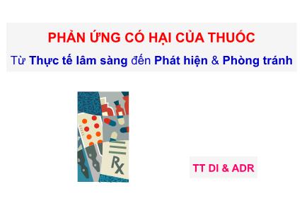 Bài giảng Phản ứng có hại của thuốc