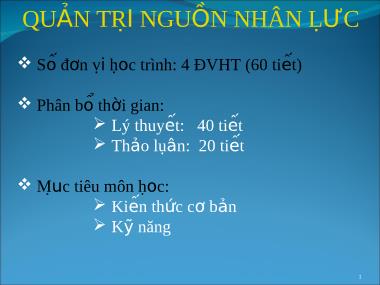 Bài giảng Quản trị nguồn nhân lực