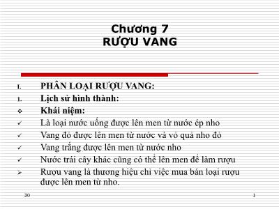 Bài giảng Quản trị nhà hàng - Chương 7: Rượu vang