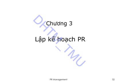 Bài giảng Quản trị PR - Chương 3: Lập kế hoạch PR