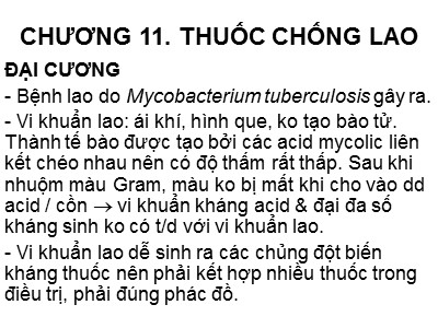 Bài giảng Thuốc chống lao