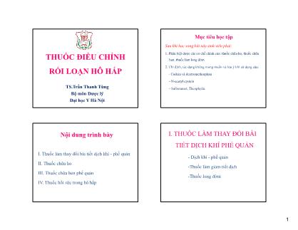 Bài giảng Thuốc điều chỉnh rối loạn hô hấp - Trần Thanh Tùng