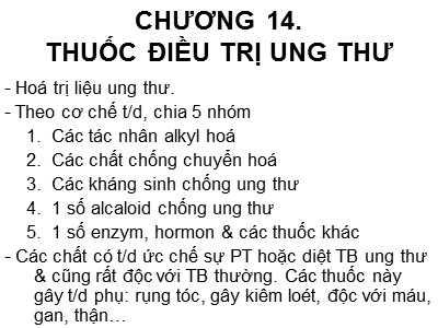 Bài giảng Thuốc điều trị ung thư