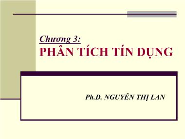 Bài giảng Tín dụng ngân hàng - Chương 3: Phân tích tín dụng - Nguyễn Thị Lan