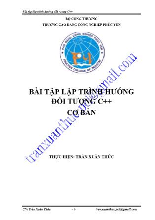 Bài tập lập phương trình đối tượng C++ - Trần Xuân Thức