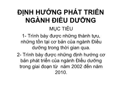 Định hướng phát triển ngàng điều dưỡng